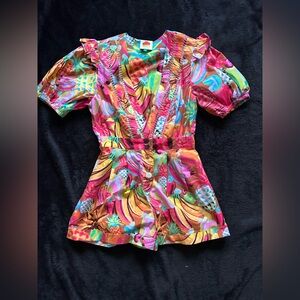 Farm Rio Vibrant Tropical Print Romper